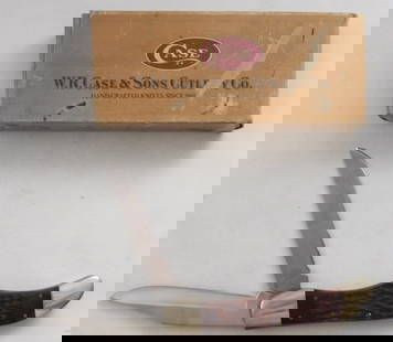 Case XX 2 Blade Knife With Box: Case XX 6265 SAB, SS, 2-blades, handle length is 5 1/4", beautiful condition, box is beat up
