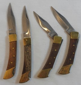 4 Small Wood Handle Pocket Knives