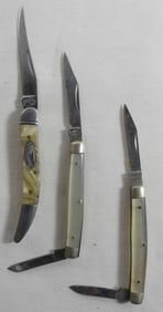 3 Bone Colored Pocket Knives