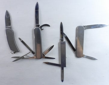 4 Silver Tone Pocket Knives