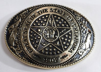 Great Seal Of  Oklahoma Belt Buckle
