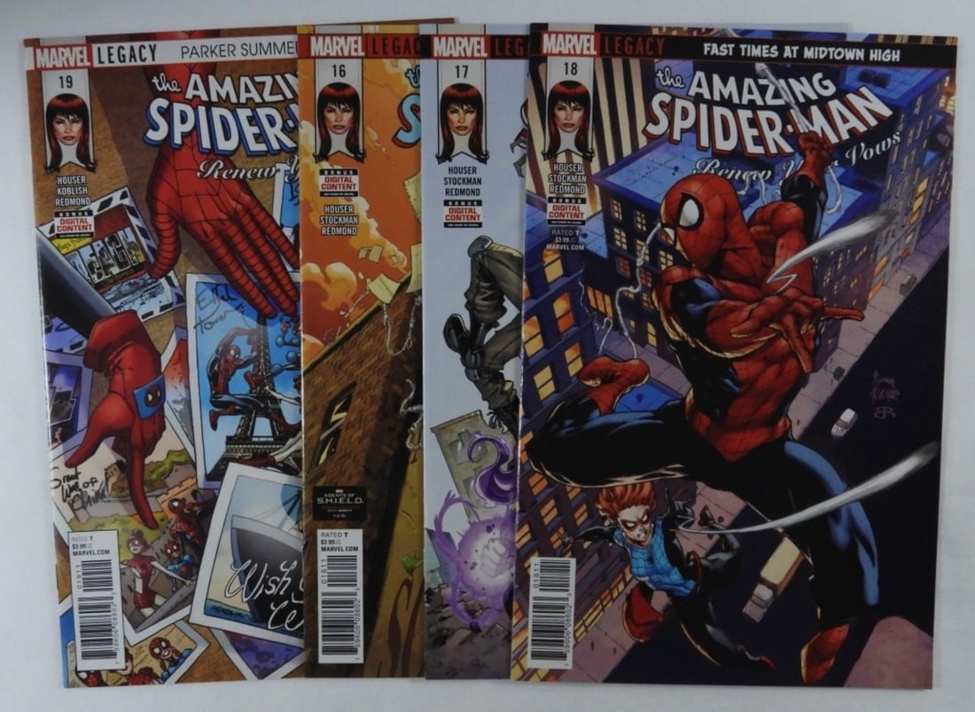 The Amazing Spider-Man Renew Your Vows 4: 4 The Amazing Spider-Man Renew Your Vows, Fast Times at Midtown High #16-18, and Parker Summer Vacation #19, F