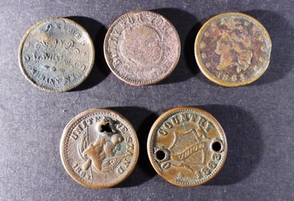 (5) Civil War Tokens
