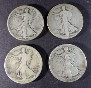 (4) Better Date Liberty Walking Half Dollar