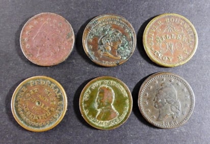 (6) Civil War Tokens