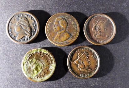 (5) Civil War Tokens