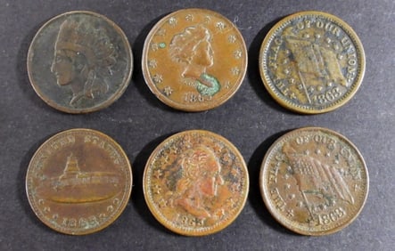 (6) Civil War Tokens