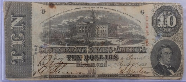 1863 Fifty Dollar Confederate Large Bill