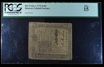 January 1, 1776 2s/6d Delaware Colonial
