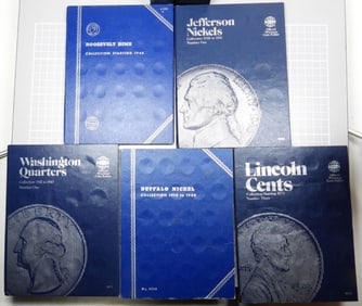(5) Used, Empty Whitman Coin Albums