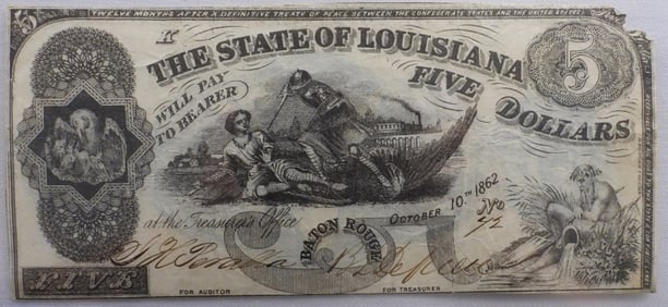 1862 - No 42 - State of Louisiana $5 Bill