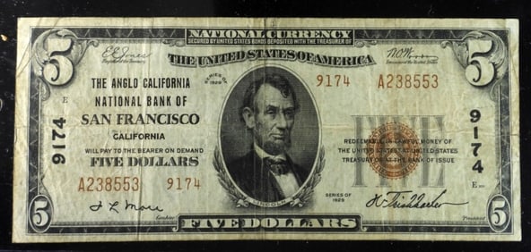 1929 Series $5 San Francisco CA