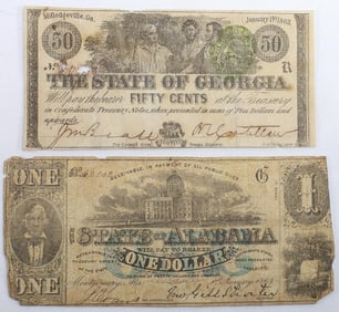 1863 Two State Currency Bills - CSA