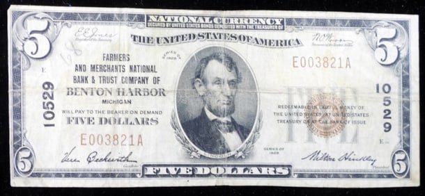 1929 $5 Benton Harbor, Michigan