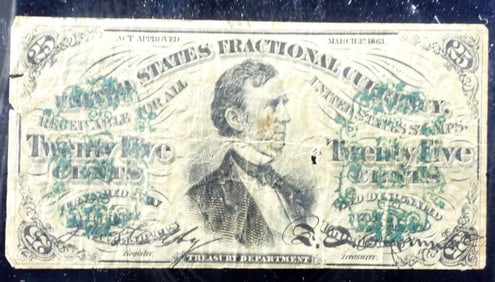 1863 Series $.25 Obsolete Fractional Currency