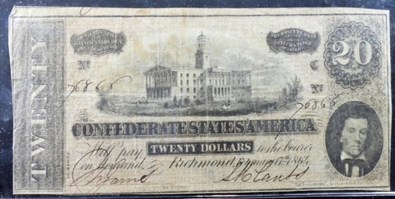 1867 $20 Confederate States America