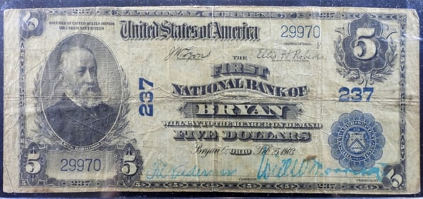 1903 Series $5 Bryan, Ohio Obsolete