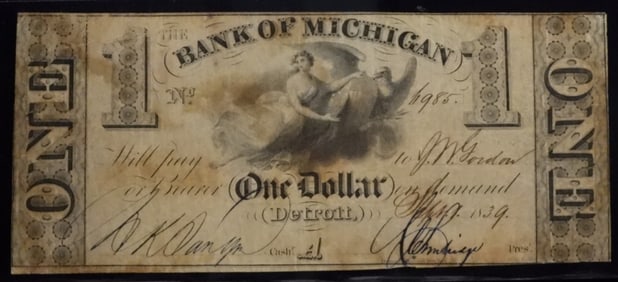 1839 One Dollar Bank Of Michigan