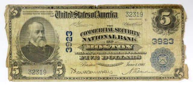 1902 Commercial Security National Bank $5