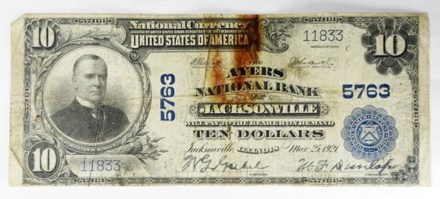 1902 Ayers National Bank Of Jacksonville $10