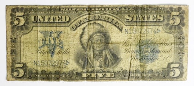 1899 $5 Silver Certificate Indian Chief