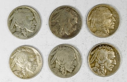 (6) Better Buffalo Nickels