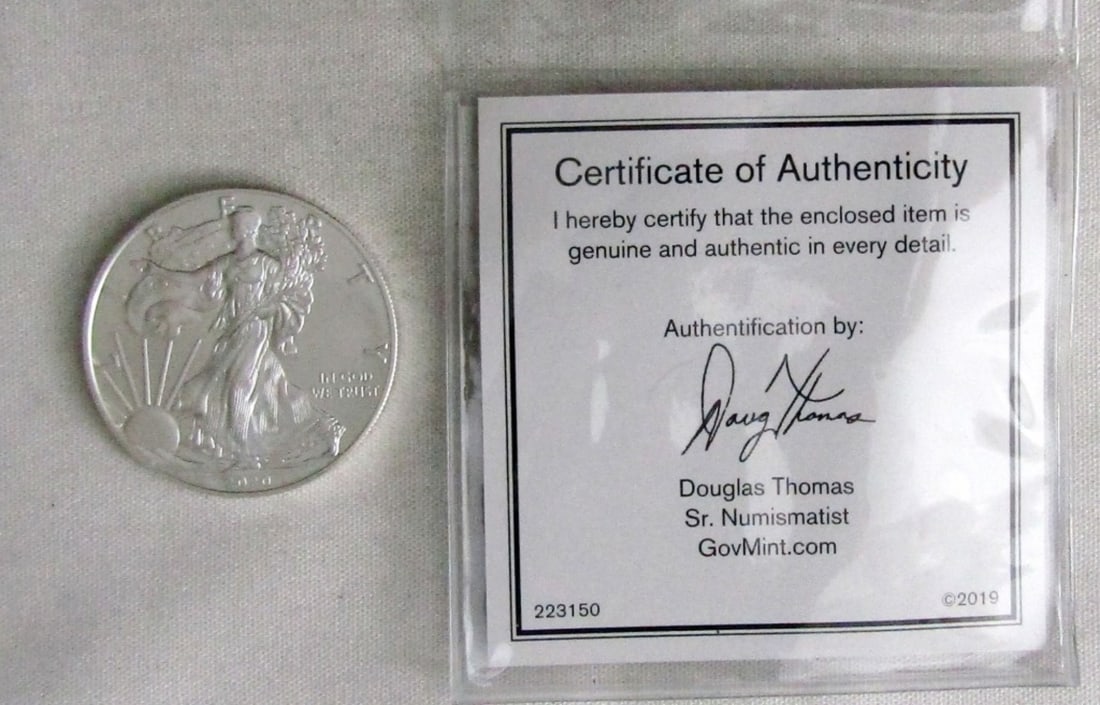 2020 American Silver Eagle BU: With GovMint COA