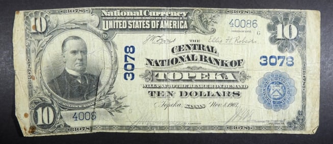 $10 National Currency Topeka, KS