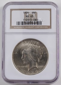 1924 Peace Dollar NGC MS 63