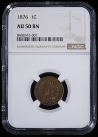 1876 Indian Cent NGC AU 50 BN