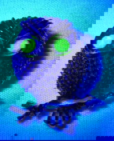 Uranium Glass Owl Brooch