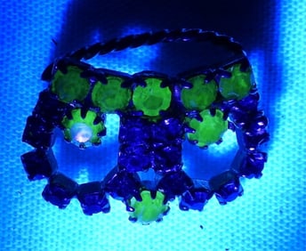 Uranium Glass Crown Brooch