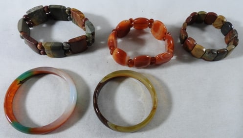 5 Polished Gemstone Bracelets