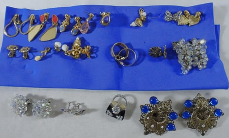 15 Pair Of Clip-On & Screw On Earrings