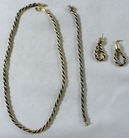 Matching Twisted Gold-Tone & Black Chain Set