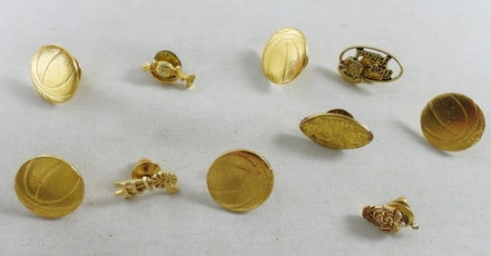 10 Small Gold-Tone Pins