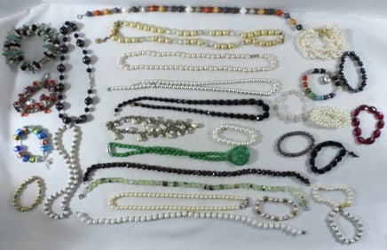 Large Lot Of Beaded Necklaces