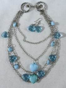 Silver-tone Chain With Light Blue Hearts