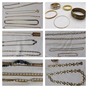 (15) Gold-Tone Necklaces (6) Bracelets