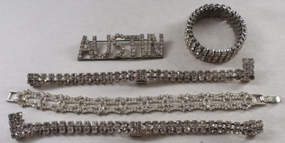 (5) Clear Rhinestone Pieces