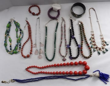 (10) Beaded Necklaces & (3) Bracelets