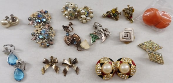 12 Pairs Of Clip-On & Screw Back Earrings