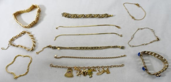 12 Gold-Tone Bracelets