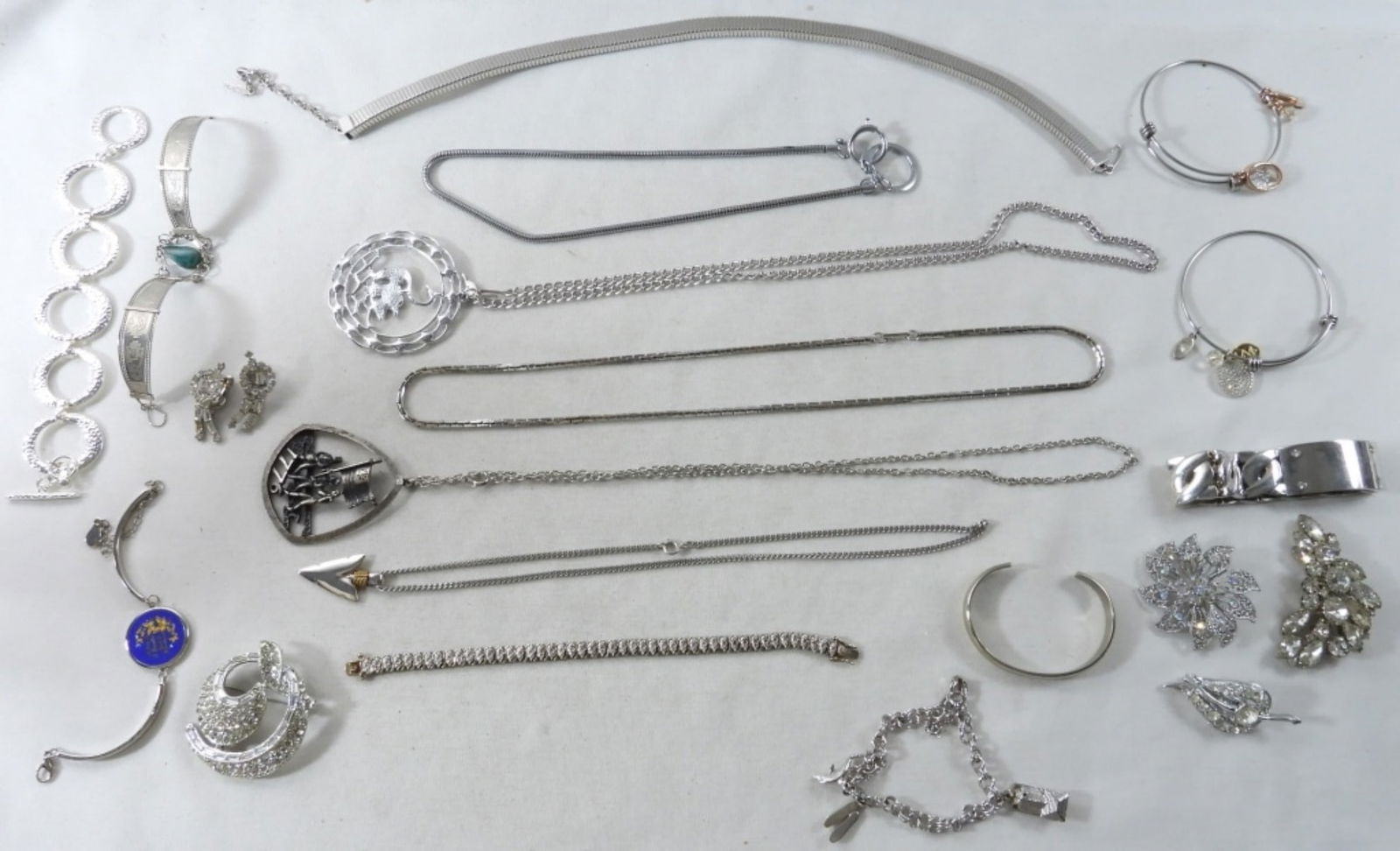 Silver-Tone Jewelry Lot: A variety of necklaces, bracelets and more