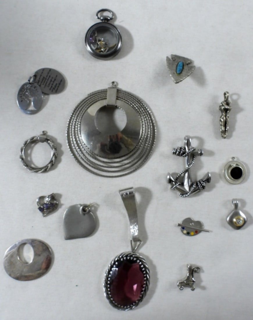 15 Silver-tone Pendants (1 of 3)