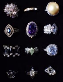 12 Silver-Tone Rings