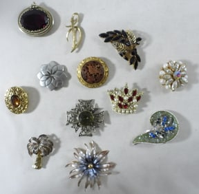 12 Assorted Brooches
