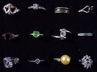 12 Silver-Tone Rings