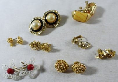 8 Pairs Of Gold-Tone Earrings