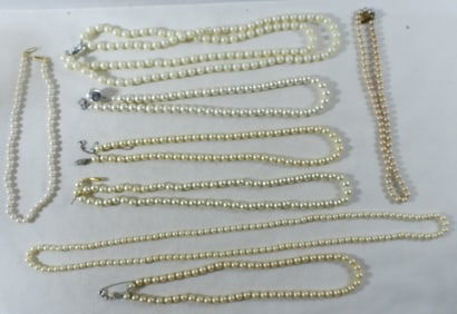 8 Faux Pearl Necklaces